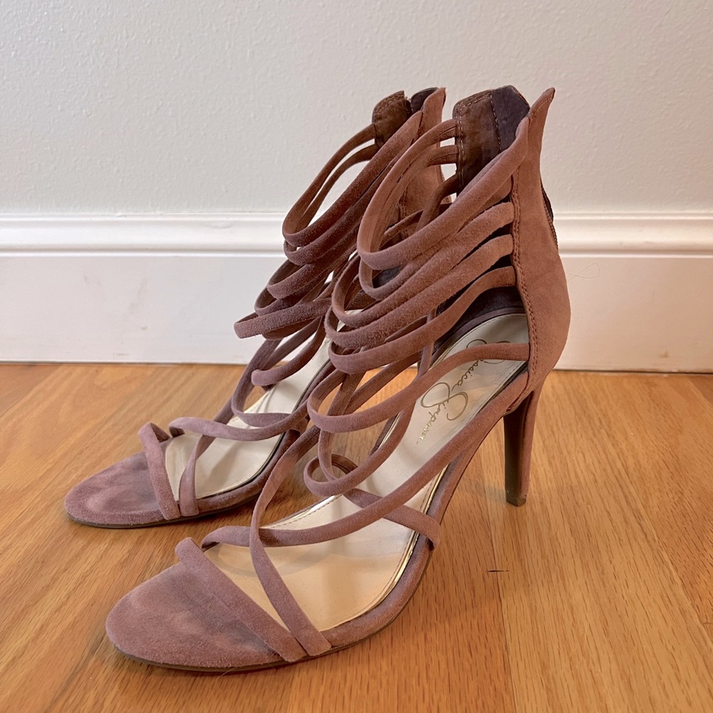 Mauve Jessica Simpson Harmoni strappy dress heels